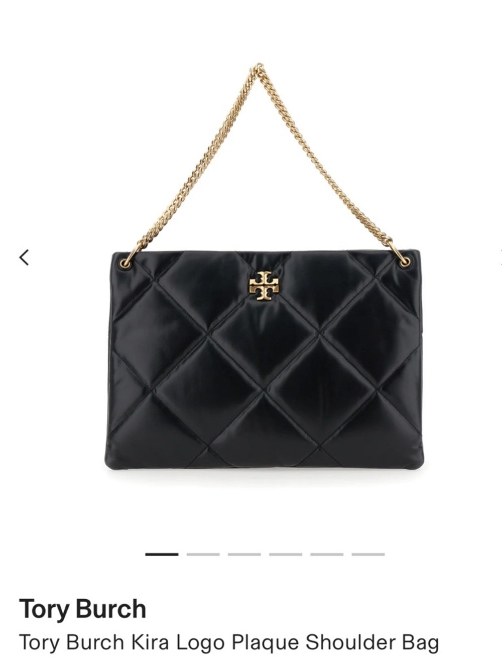 Tory Burch Black Quilted Leather Shoulder Bag with Gold Chain Strap